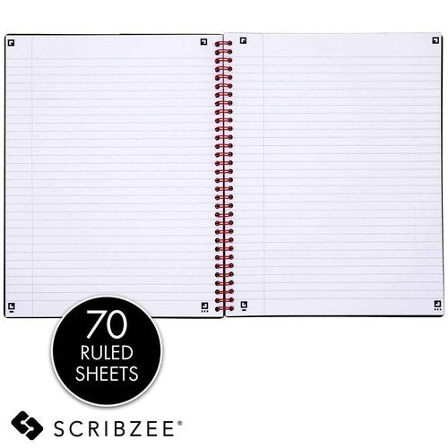 Black n' Red Notebooks, Twin Wire, Poly Cover, 11-3/4” x 8-1/4”, Large, 70 Ruled Sheets, 2-Pack (73399)