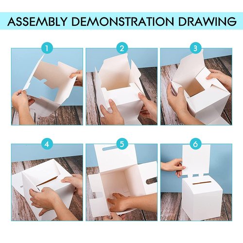 30 Pack raffle boxes Ballot Box Raffle Box Donation Box for Fundraising, 6 x 6 x 6 Inch Cardboard Box with Slot for Ticket and Removable Header Charity Box for Collecting Business Card Voting Contest