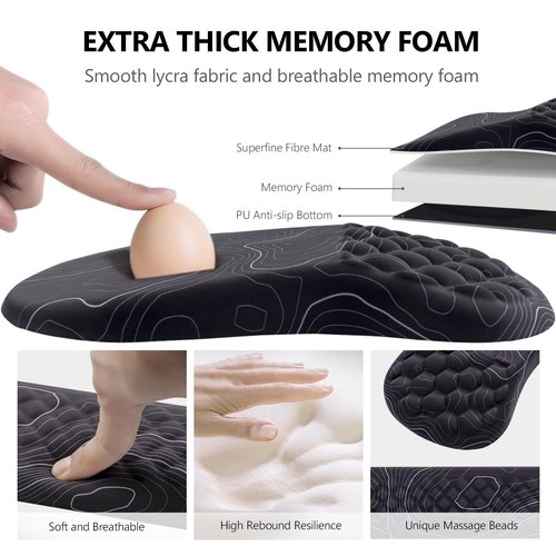 Mouse Pad Wrist Support, Laokiiy 2 in1 Keyboard Wrist Rest+ Ergonomic Mouse Pad, Non-Slip Wrist Rest for Computer Keyboard, Made Easy Typing & Relieve Wrist Pain(Black White)