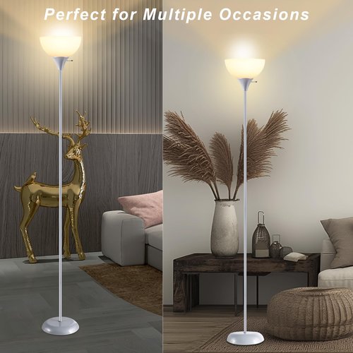 RISLG Floor Lamp, Standing Lamp, Modern Floor Lamps with Drop-Resistant White Lampshade, E26 Socket, Industrial Floor Lamp for Living Room Bedroom Study Office