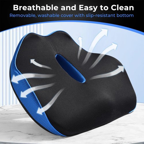 SERENESITZ Serene Sitz Orthopedic Seat Cushion, Serensitz Orthopedic Seat Cushion, Ergonomic Memory Foam Seat Cushion for Office Chair Cushion, Car Seat, Airplane, Sciatica & Back Pain Relief (Black)