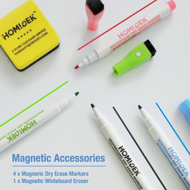 HOMiDEK Magnetic Whiteboard for Fridge, 3 Pack Small Magnetic Dry Erase Boards with 4 Markers & 1 Eraser, Reusable Blank Magnet White Board Sheets for Home, Kitchen, Office, Classroom - 8 x 12