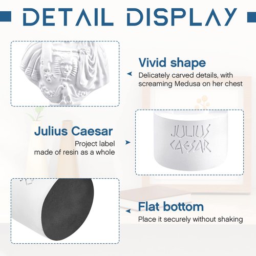 Jecery Ides of March Pencil Holder Julius Caesar Ides of March Pen and Pencil Holder Resin Julius Caesar Funny Bust Statue Pen for Desk Teacher Office Organizers Gift Decor