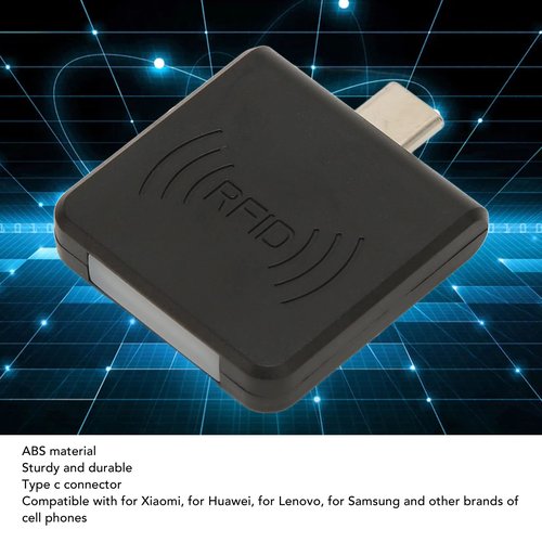 Square Card Reader, Type C Interface 125Khz Credit Card Reader Smart Card Reader with Built in Buzzer for Mobile Phone(Black)