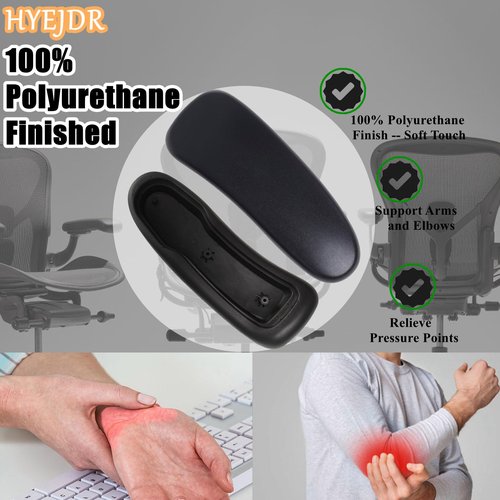 HYEJDRV Chair Armrest Replacement, Arm Pad Caps Replacement for Herman Miller Classic Aeron Chair Graphite Black 1 Pair
