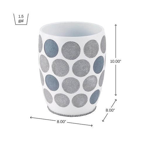 Avanti Linens - Waste Basket, Decorative Trash Can, Metallic Accented Bathroom Accessories (Dotted Circles Collection)