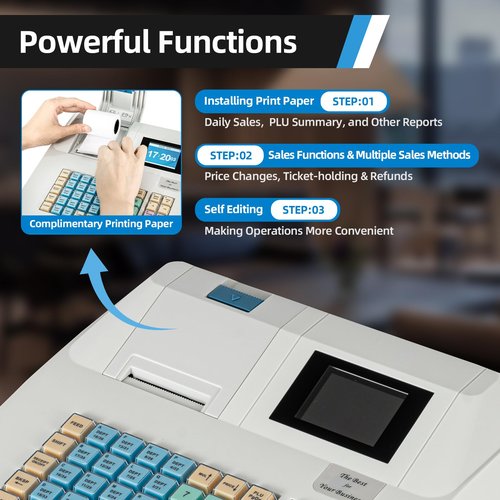 Electronic Cash Register for Small Businesses, Electronic Pos System Cash Drawer with Anti-Slip Feet, Commercial Cash Register for Barcode Scanners, Small Ticket Printers, Electronic Scales