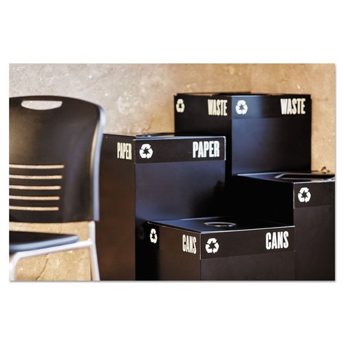 Safco 2981BL Public Square Recycling Receptacle Base, 25-Gallon, (Top Sold Separately), Black