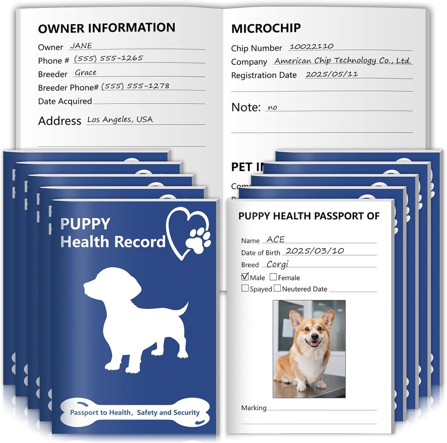 1 Pack Puppy Shot Record Booklets 12 Sheets Per Pack Dog Vaccination Record Book Dog Health Records 5*3.5inch Dog Information Record Notebook dog medical and vaccine book for Pet Lovers Doggy Medical