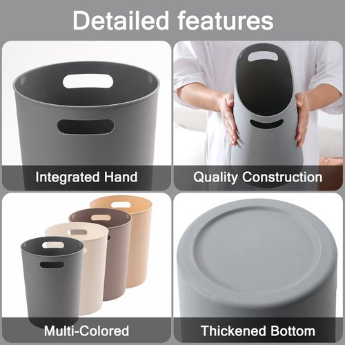 Amorettise 4 Pack Small Trash Can for Bathroom - 3 Gallon/12-Liter Wastebasket, Round Plastic Garbage Container Bin for Bedroom Office.