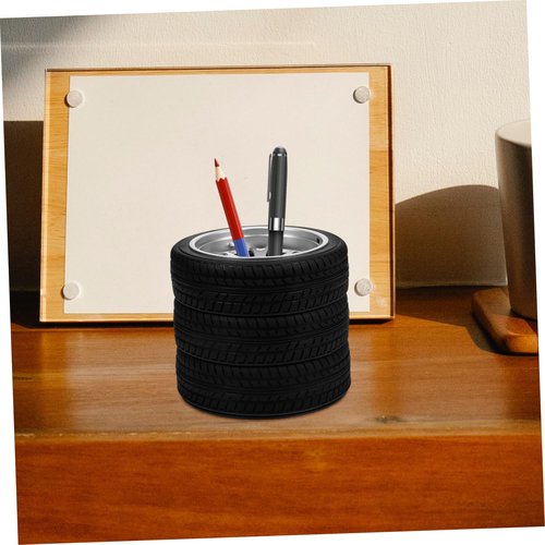 NUOBESTY Color Pencils Pen Organizer Pen Pot Holder Fancy Pen Holder Pencil Stand Unique Novelty Pen Holder Desktop Pencil Organizer Black Pencils Tire Pen Storage Holder Fashion Lip Gloss