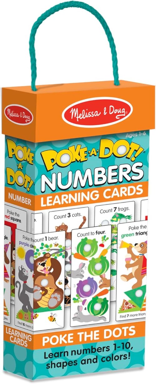 Melissa & Doug Jumbo Learning Cards - Poke-a-Dot! Numbers, Shapes & Colors | 13 Double-Sided Flash Cards for Toddlers & Preschoolers, Ages 1+