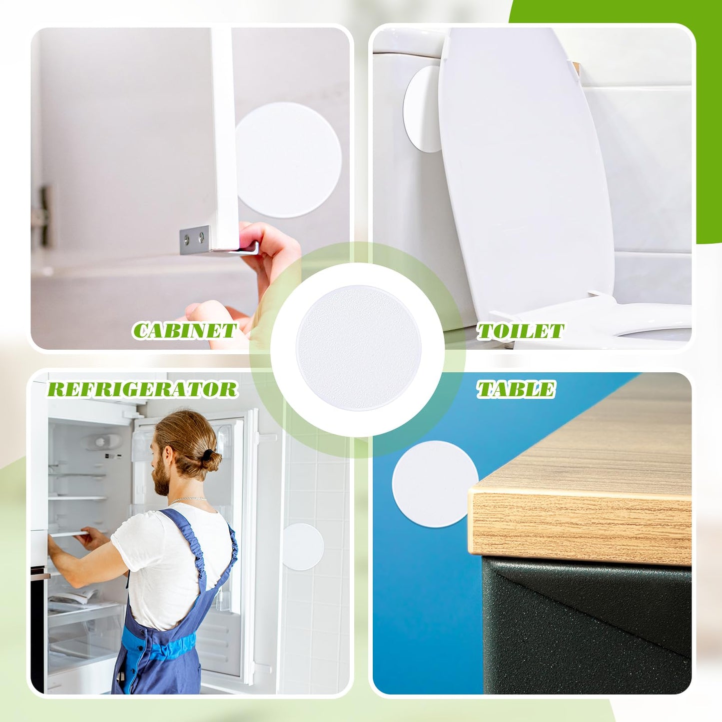 BBTO 48 Pcs Door Stoppers Wall Protector 5 Inch Door Knobs Protector Round Wall Hole Cover Plastic Wall Self Adhesive Protector Avoiding Broken