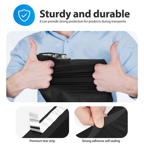 Fuxury 12x15.5 200pc Black Poly Mailers Shipping Envelops Self Sealing Envelopes Boutique Custom Bags Enhanced Durability Multipurpose Envelopes Keep Items Safe Protected