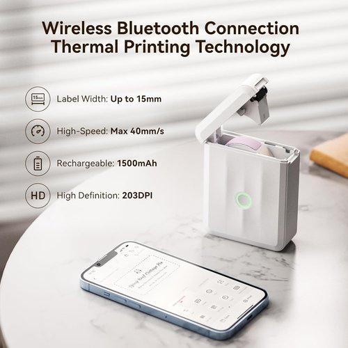 NIIMBOT Clear Label Maker Bundle - Mini Portable Bluetooth Thermal Printer with 4 Roll Tapes | Ideal for Nursery & Storage