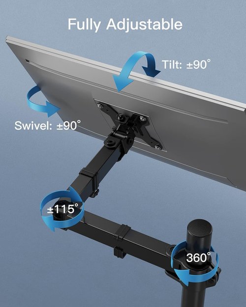 HUANUO Monitor Arm - Adjustable Desk Mount for 13-32 Inch Screens | Extra-Tall 39-Inch Pole, Holds 22 lbs