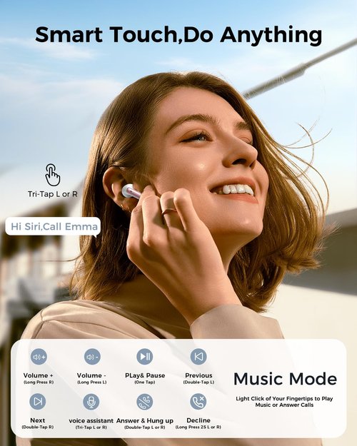 Wireless Earbuds,Bluetooth in Ear Buds with Immersive Surround Sound Stereo,Tap-Control,48 Hours Playtime,Bluetooth 5.4 LED Display Charging Case,IPX7 Waterproof Fit iPhone&Andriod Sports Workout