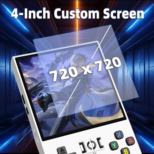 R36MAX Retro Handheld Game Console - 4.0 Inch IPS Screen, 64GB Memory | Portable Arcade Gift in Pearl White