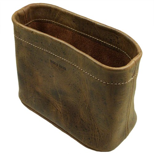 Hide & Drink, Desk Organizer Bag, Pen Holder, Circular Pen Holder for Desk, Office Supplies, Accessories, Full Grain Leather, Handmade, Bourbon Brown