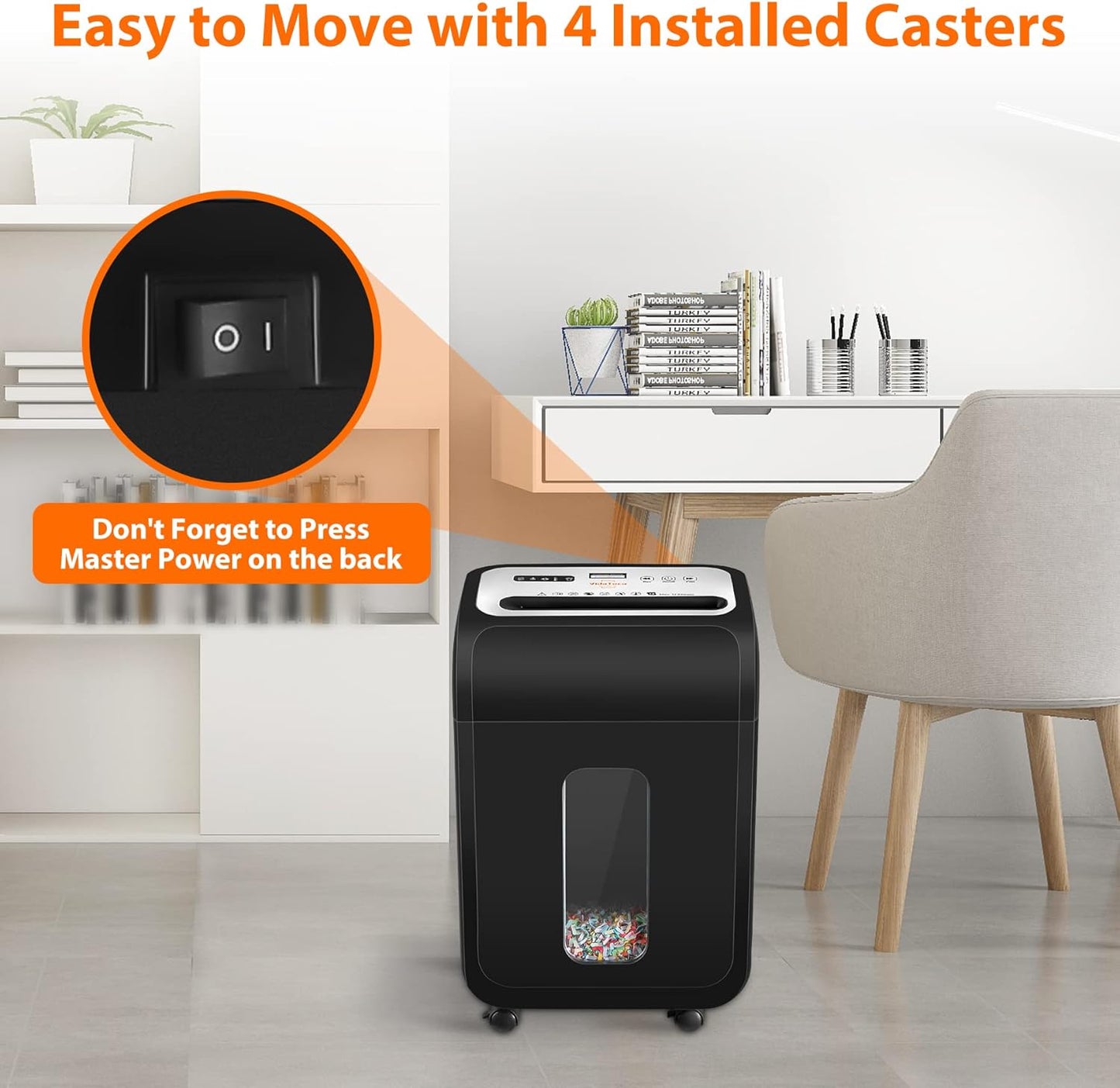 VidaTeco 14-Sheet Heavy Duty Paper Shredder - Micro Cut with 60 Min Run Time & 5.3-Gal Bin