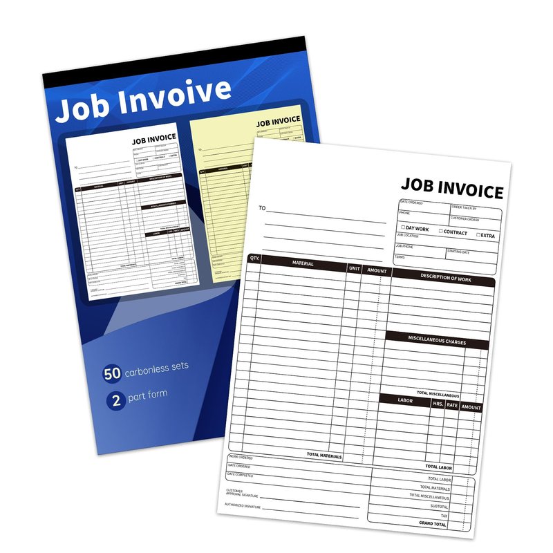 IMXYO Carbonless Work Order Forms,7.5 x 11 inches Invoices for Small Business,Sales Order Book with Backing Board, 2-Part Receipt with Carbon Copy, 50 Sets