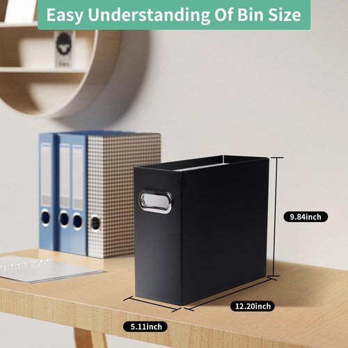 Tcbelosion Collapsible File Organizer Box with Handle, Filing Organizer for Home or Office, Small Portable File Box(4 Packs, Black)
