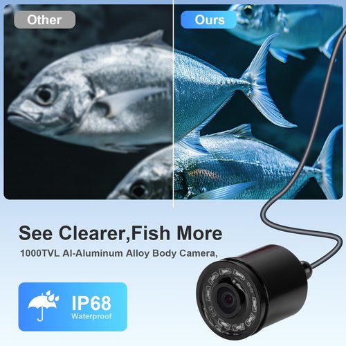 Fish Finder Camera Real Time Underwater Fishing Camera 100ft Long Cable for Rod,4.3" HD LCD Monitor&IR LED Night Vision Wide Angle Lens Line Camera for Kayak Lake Boat Ice Fishing Portable Fish Finder