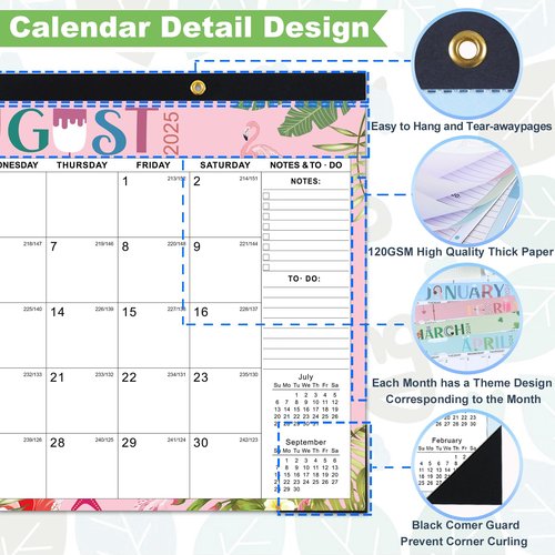 Desk Calendar 2025-2026, Monthy Desktop/Wall Calendar with 18 Months Theme Designs Runs From Now to Dec 2026, 17" x 12" Use as Deskpad Calendar for Home Office School (Blue)
