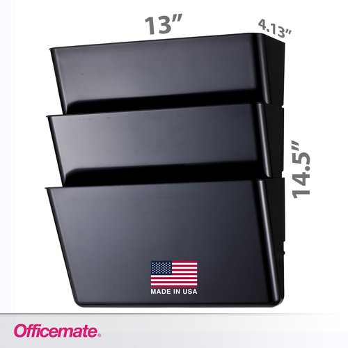 Officemate Letter Size Wall File, Recycled, Black (26092), 14.5" x 13" x 4.1", Set of 3