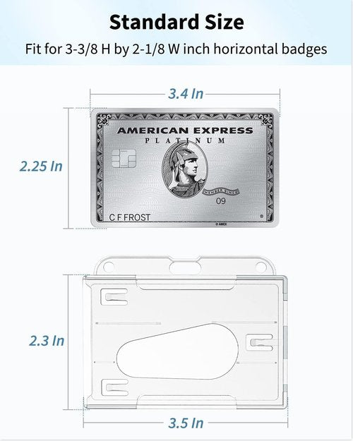 Pawfly 5-Pack Horizontal Badge Holders - Durable Transparent PC Case for IDs & Credit Cards