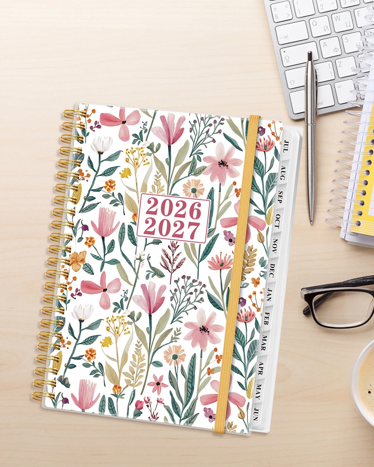 Planner 2026-2027 - Academic Planner from July 2026 to June 2027, Weekly & Monthly Planners Spiral Bound with 12-Month Tabs, Inner Pocket, 6.25" x 8.5", Leaf Flower