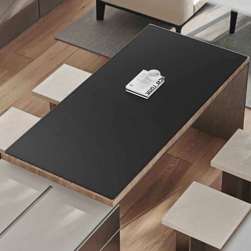 Cacoy 63x31.5 Inch Extra Large Desk Mat, PU Leather Desk Blotter Pad Protector, XXL Gaming Keyboard Mouse Pad for Computer, Waterproof Office Table Cover, Leather Desktop Mat for Home & Work, Black