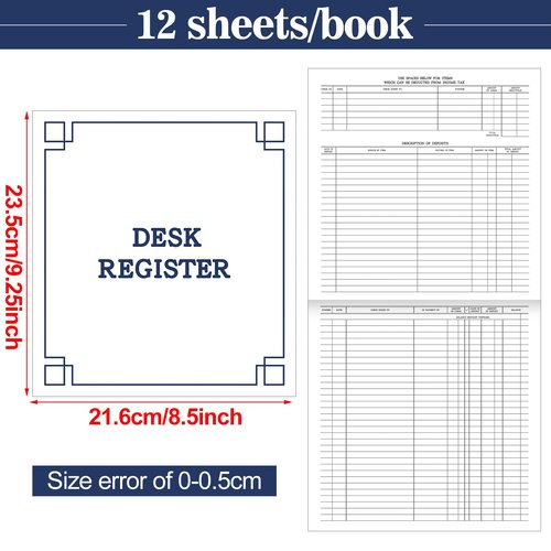 Kosiz 5 Pcs Large Check Registers for Desk Transaction Registers for Business Checks Personal Printed Checkbooks Cover Transaction Executive Ledgers Deskbook Office Supplies 8. 5 x 9. 25 Inch