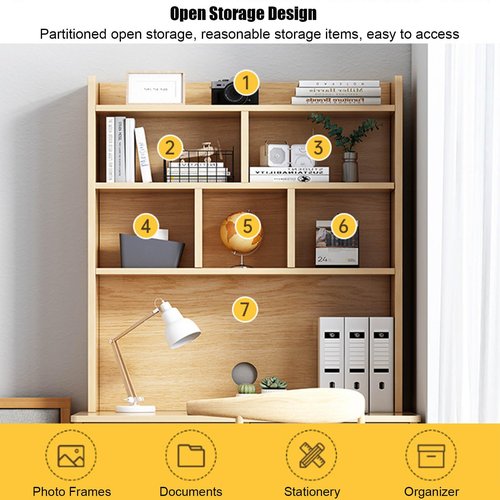 SUZEPER Wooden Computer Desk with Hutch, Writing Study Desk with Bookshelf and Drawers, Space Saving Home Office Desk with Storage Shelves for Small Space Workstation(31" L x 20" W x 71" H, A)