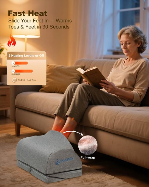 Comfier Under Desk Foot Rest at Work with Heat,Vibration,3 Height Under Desk Foot Rest for Office Chair,Foot Heater Foot Warmer, Ergonomic Heated Footrest,Gaming Chair Footstool,Computer Desk Use