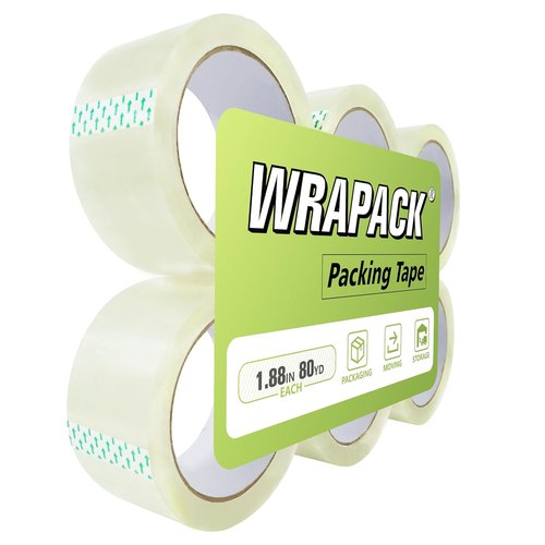 Packing Tape Refills - Heavy Duty Clear Packaging Tape, 6 Rolls, 1.88'' Wide, 80 Yards Each
