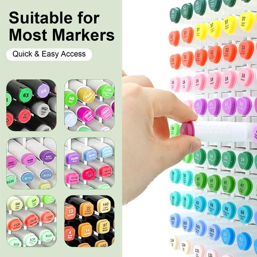 LOSADY Marker Organizer, 135-Slot Marker Holder with Adjustable Dividers, Marker Storage Organizer for Desk, Home, Office, Craft Room, and Classroom