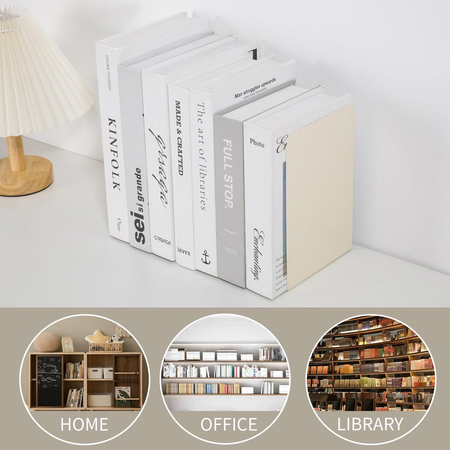 Skiennix Metal Book Ends - Stylish Book Holder for Shelves | Durable Design for Home or Office