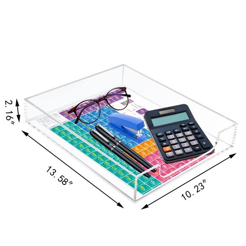 Tasybox Acrylic Letter Tray Paper Organizer, Clear Desk Organizer Tray Stackable Desk Accessories Tray for School Home Office Supplies