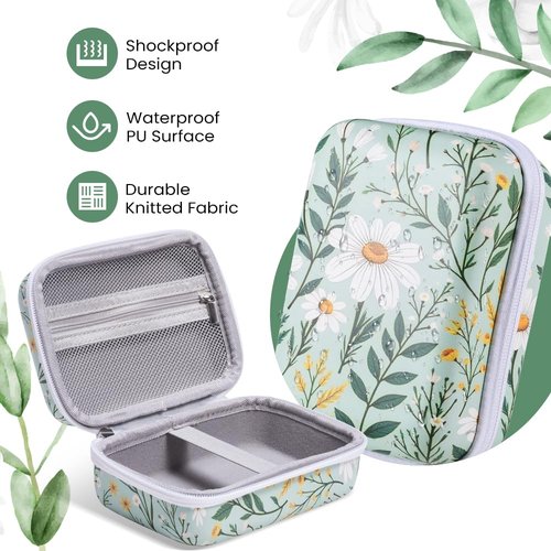 Phomemo A30 Label Maker Case - Travel Storage Bag Fits for A30 Printer & 3 Tapes, Easily Stores Printer, Tape & USB Line,Box Only - Flower Design