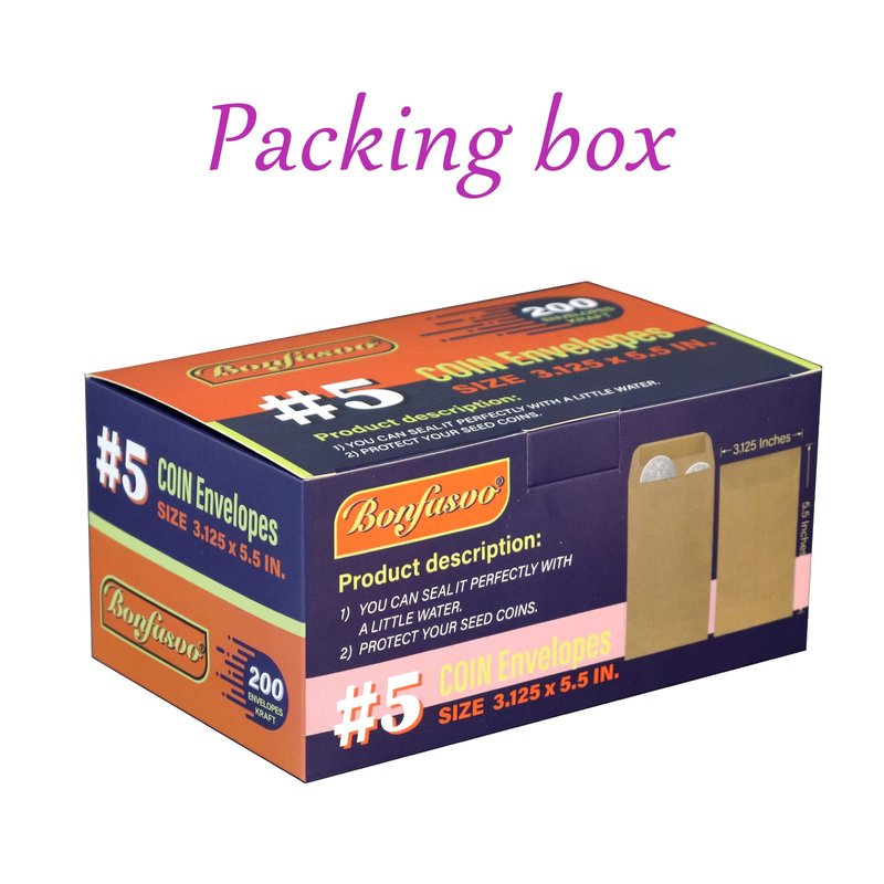 Bonfasvo 200 Pack #5 Kraft coin envelope 3.125 x 5.5 inches Kraft Envelopes Classic Small Parts Envelopes with Self Adhesive Gummed Flap for Coins Cash Credit Cards Seeds