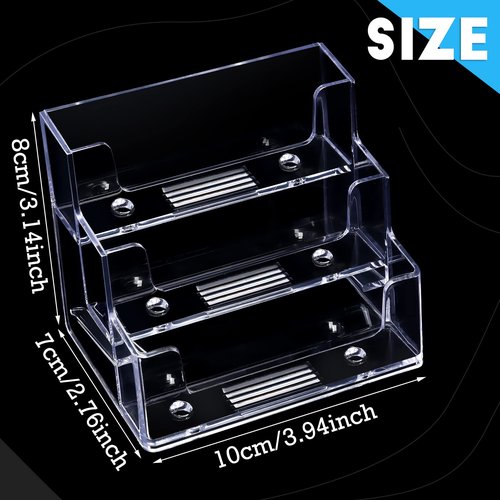 TecUnite 16 Pieces Business Card Holder for Desk 3 Tiers Clear Acrylic Stand for Business Card Organizer Storage Holder Display for Office and Company, 180 Cards Capacity