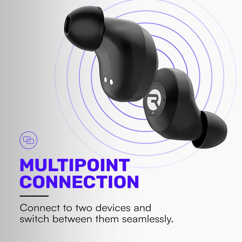 Raycon Everyday Bluetooth Wireless Earbuds with Microphone - Active Noise Cancelling, Sweat & Water-Resistant Earphones, Ear Buds Wireless Bluetooth Up to 32 Hours Playtime (Black)