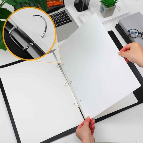Resholder 2 Pcs 11 x 17 Binder 3 Ring Binder Poly Panel Featuring 2 Inch D Ring Fit 11" x 17" Paper Size for Store Artwork Poster Paper PP Material Black