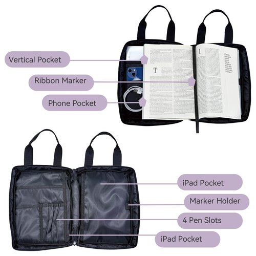 ufscnrsa Bible Bags for Women, Bible Cover Carrying Pouch, Bible Cases Gifts, Mothers Day Christian Gifts for Women, bible book cover, Bible Study Accessories
