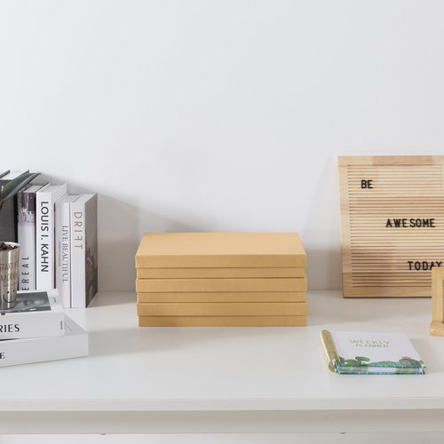 Soul & Lane Document Storage Boxes - Set of 3 (13.2" x 9.8" x 1.8"), Versatile Photo & Craft Organizer for Home Office, Stackable Cardboard Storage for Letters, Papers, Files & Memorabilia, Kraft