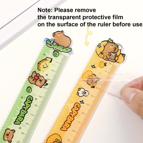 Capybara | 15cm Cute Cartoon Ruler Set - 5 Pcs Acrylic Straight Measuring Rulers for Kids & Journals