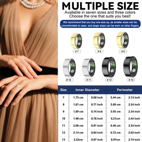Smart Rings for Women Men,Fitness Tracker Ring,Heart Rate,Blood Oxygen,Blood Pressure,Step Tracker,Sleep Monitoring,No Subscription Fee,IP68 Waterproof Smart Ring FRAY,Size Kit(Silver 8)YMXCGC