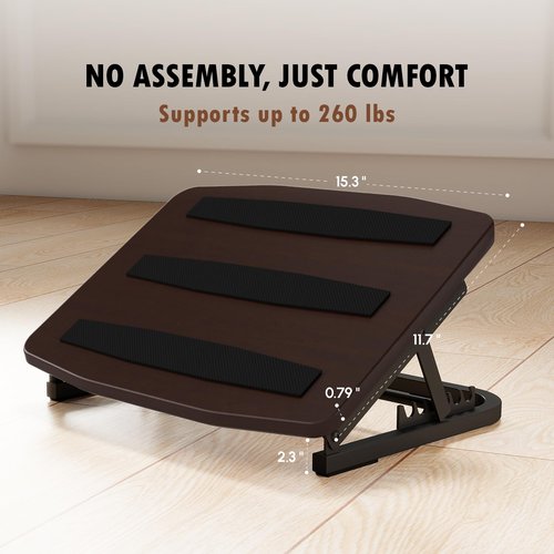 Kyerlish Foot Rest for Under Desk at Work, Ergonomic Wooden Desk Foot Rest with 7 Adjustable Angles, Anti-Slip Footrest Comfortable Foot Stools for Office Leg Rest, No Assembly