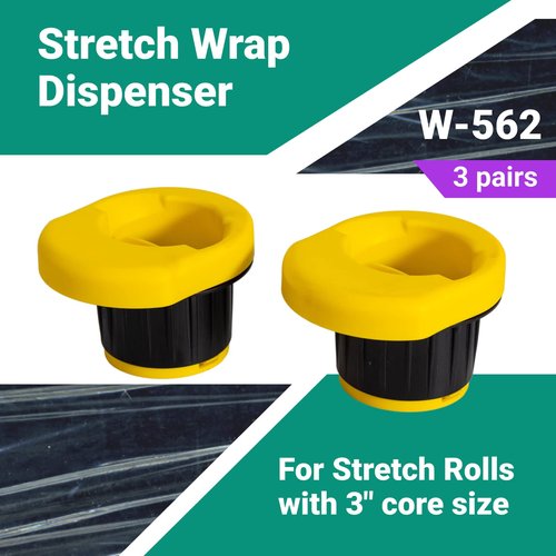 IDL Packaging W-562 Stretch Wrap Dispenser for 3" core Film Rolls - 3 Pairs of Plastic Handles with a Tension Adjusting Button - Durable Plastic Wrap Holder with a Comfortable Grip